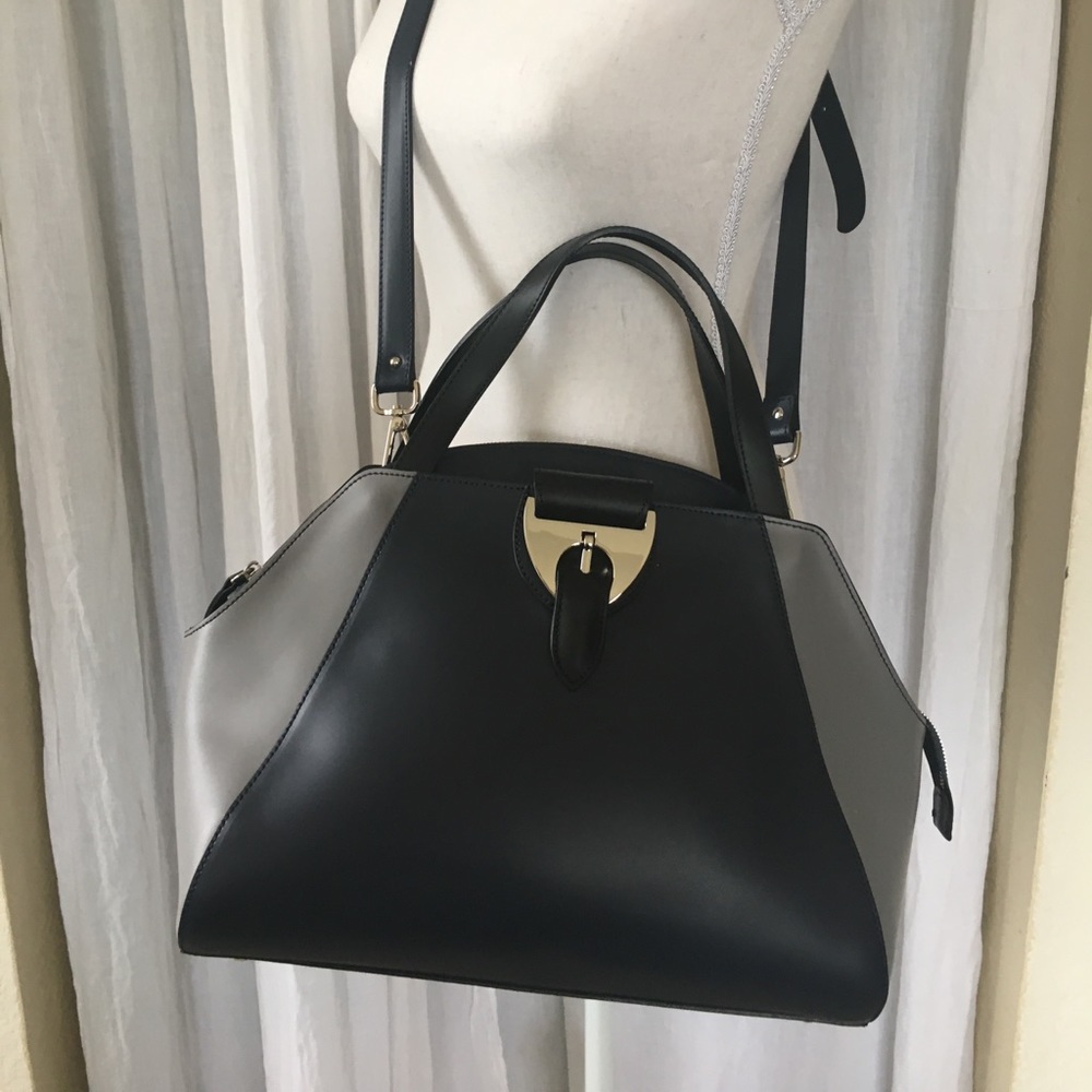 NICOLI BAGS  Navy and Grey Italian Leather Handbag